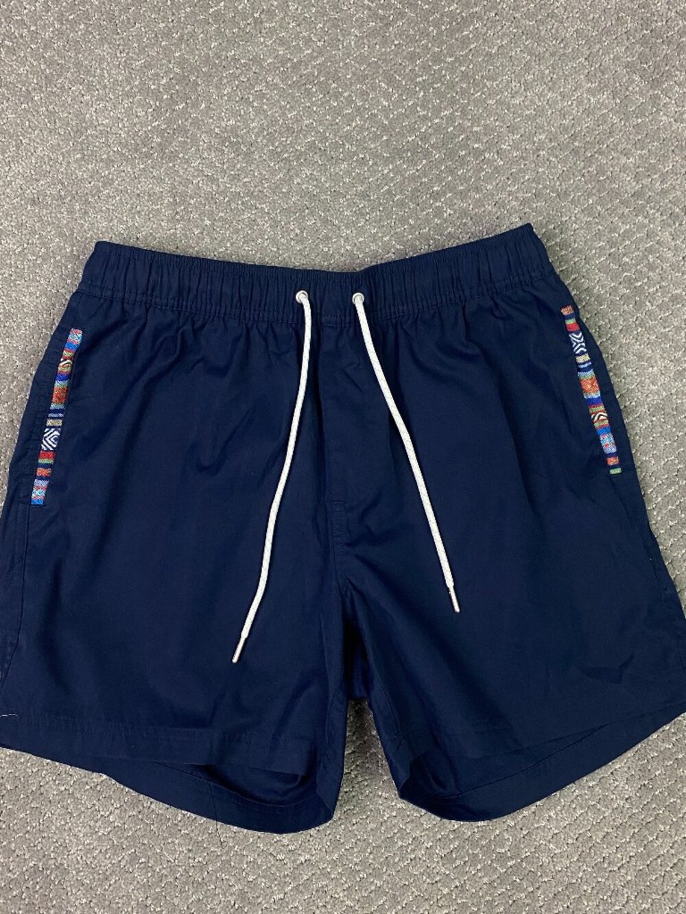 Wowie Sapien 2.0 Shorts Mens Medium Navy Blue Trim 5" Inseam Drawstring